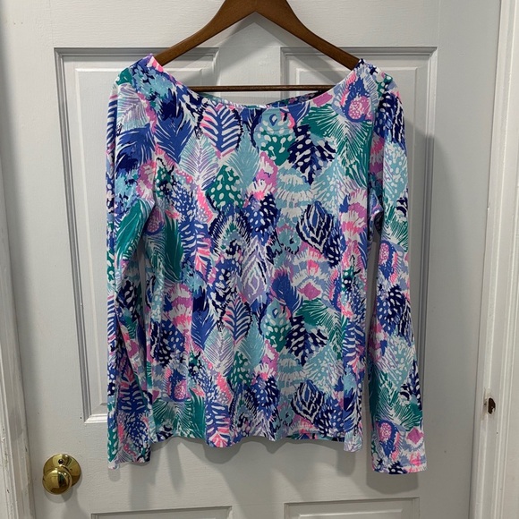 Lilly Pulitzer Tristan Long Sleeve Jersey Knit Top Size Large Resortwear - Picture 2 of 7
